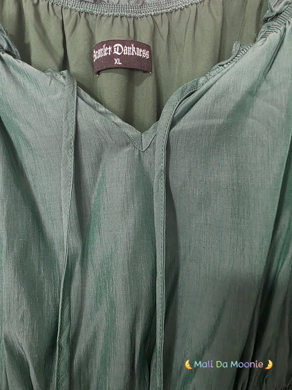 Smocked Waist Off-Shoulder Maxi Dress in Emerald Green - Picture 7 of 7